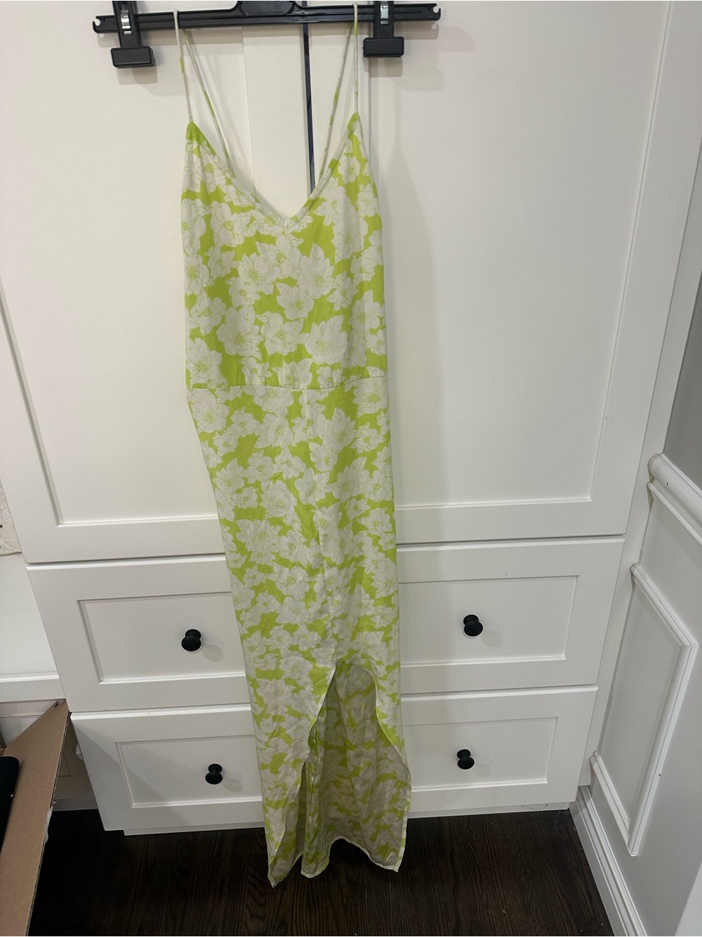 acacia swimwear Lime Green and White Floral Slip Dress